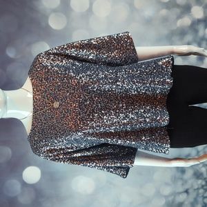 Gap sz XS Sequined "Blue Silver" Lined Sparkling Kimono Sleeve Top